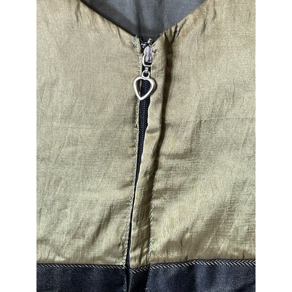 Cocktail Dress Medium Gold Satin Striped Handmade Ruffled Sleeve Beaded Formal - Picture 5 of 5